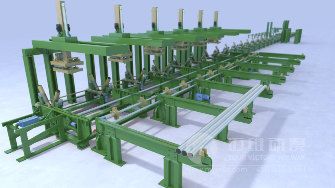 鋼管運輸捆綁生產(chǎn)線三維動畫 鋼管運輸捆綁生產(chǎn)線三維動畫