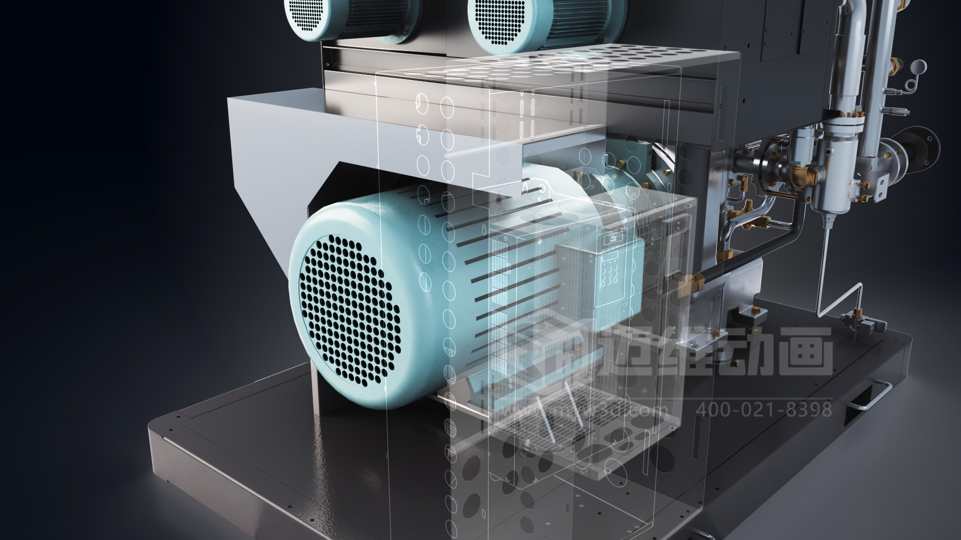 無(wú)油螺桿空壓機(jī)三維動(dòng)畫(huà)展示(圖3)