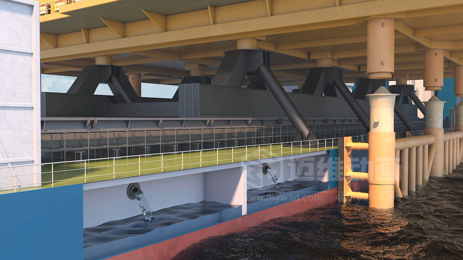 3萬(wàn)噸級(jí)平臺(tái)浮托安裝三維動(dòng)畫展示(圖5)