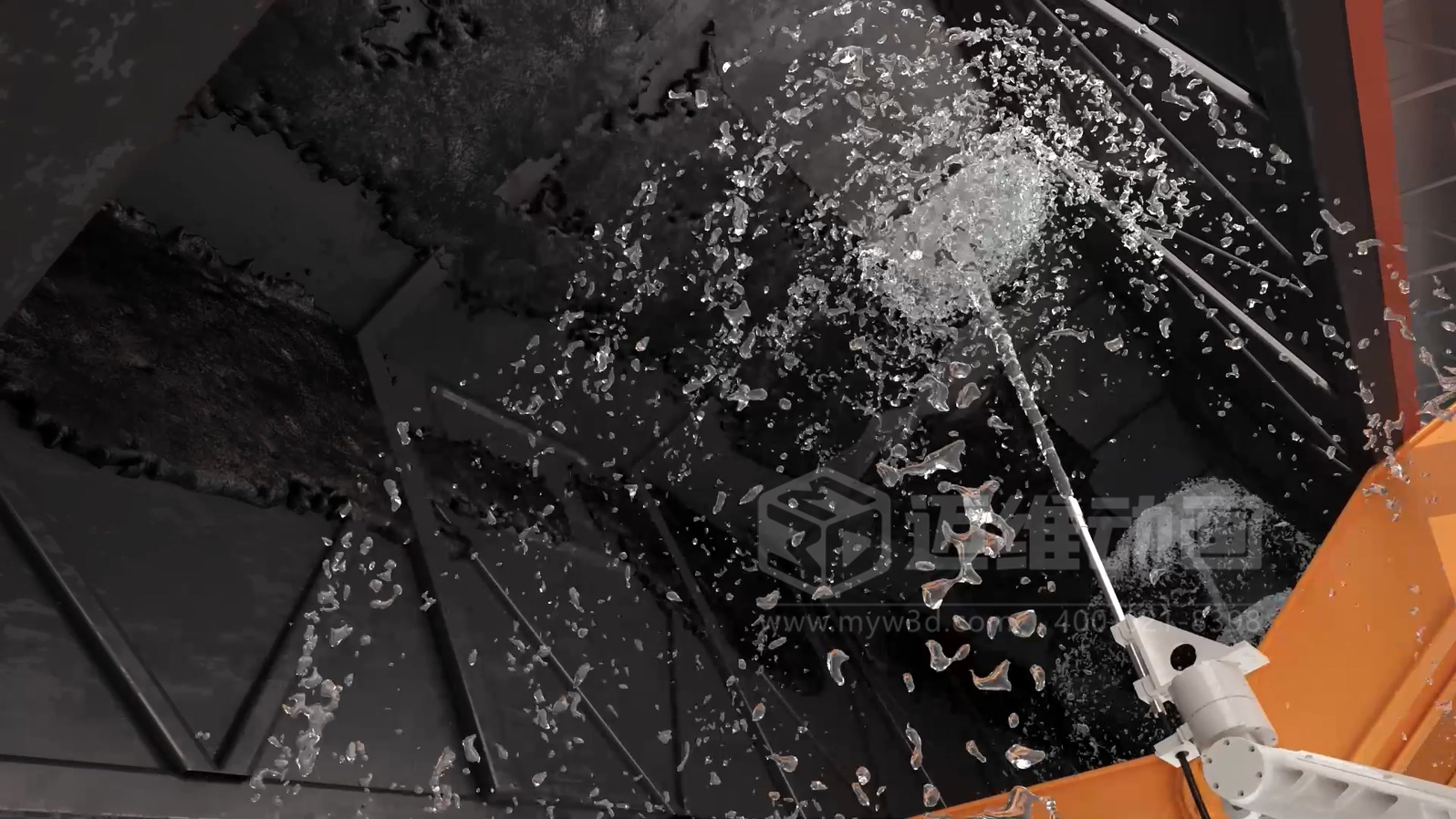 智能工廠工藝流程展示如何做到直觀易懂？工業(yè)3D動畫制作實(shí)景還原火車廂余料自動化清洗全流程(圖2)