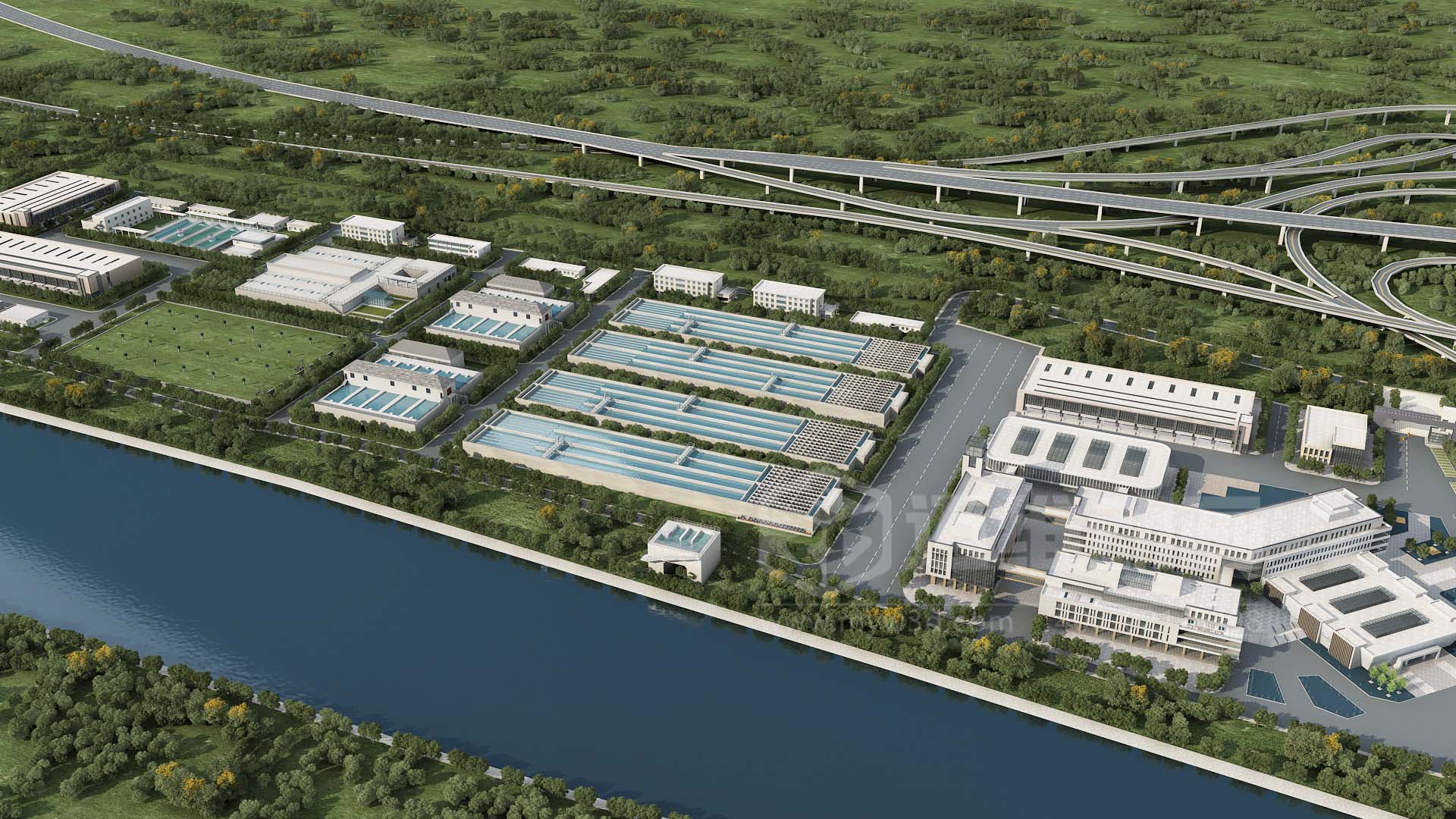 二次供水 - 水處理行業(yè)絮凝反應(yīng)裝置三維動(dòng)畫(圖1)