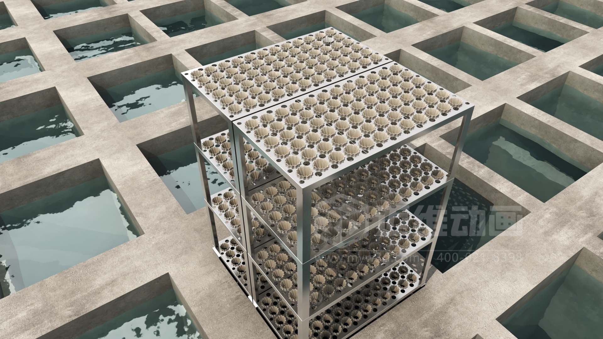 二次供水 - 水處理行業(yè)絮凝反應(yīng)裝置三維動(dòng)畫(圖3)